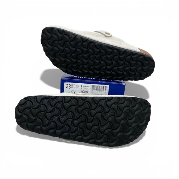 Birkenstock Boston Shearling Suede Clogs Antique White EU 38 Fur Lined - Picture 16 of 16